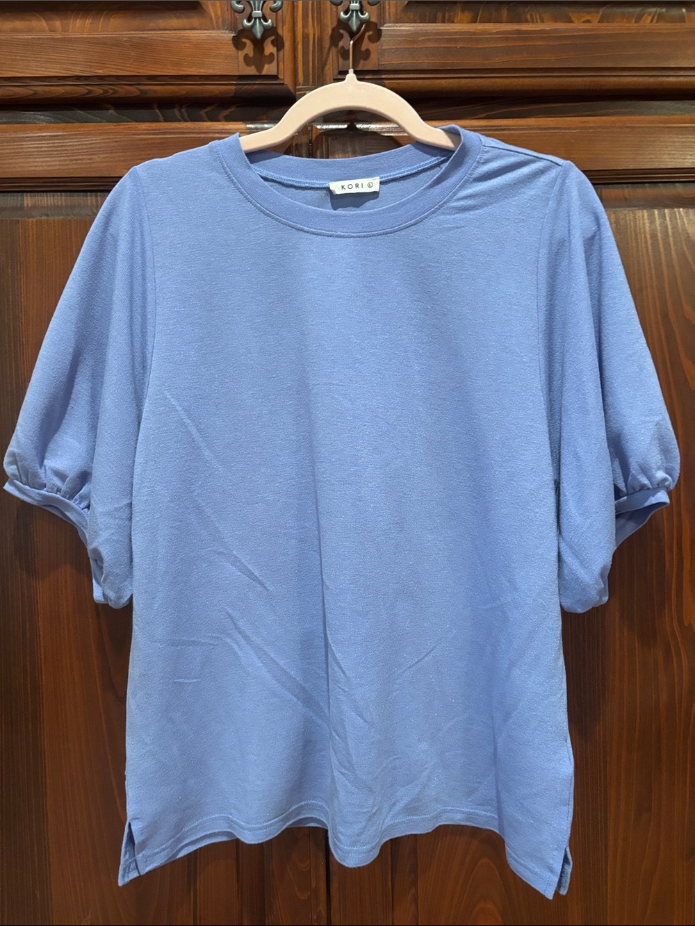 Kori Light Blue Short Sleeve Knit Top